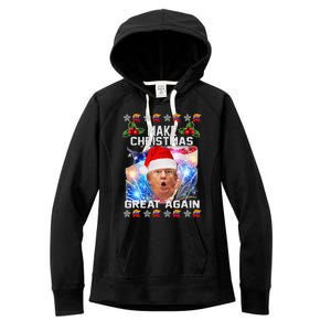 Santa Trump Make Christmas Great Again Women's Fleece Hoodie