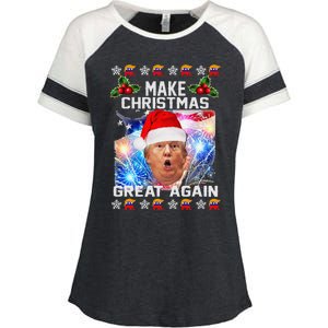 Santa Trump Make Christmas Great Again Enza Ladies Jersey Colorblock Tee