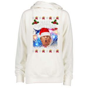 Santa Trump Make Christmas Great Again Womens Funnel Neck Pullover Hood