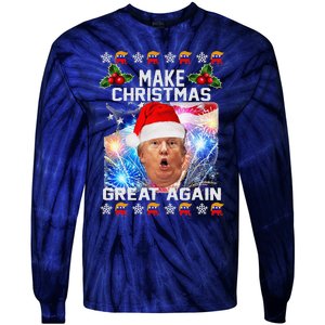 Santa Trump Make Christmas Great Again Tie-Dye Long Sleeve Shirt