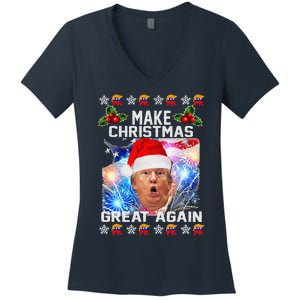 Santa Trump Make Christmas Great Again Women's V-Neck T-Shirt