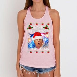 Santa Trump Make Christmas Great Again Women's Knotted Racerback Tank