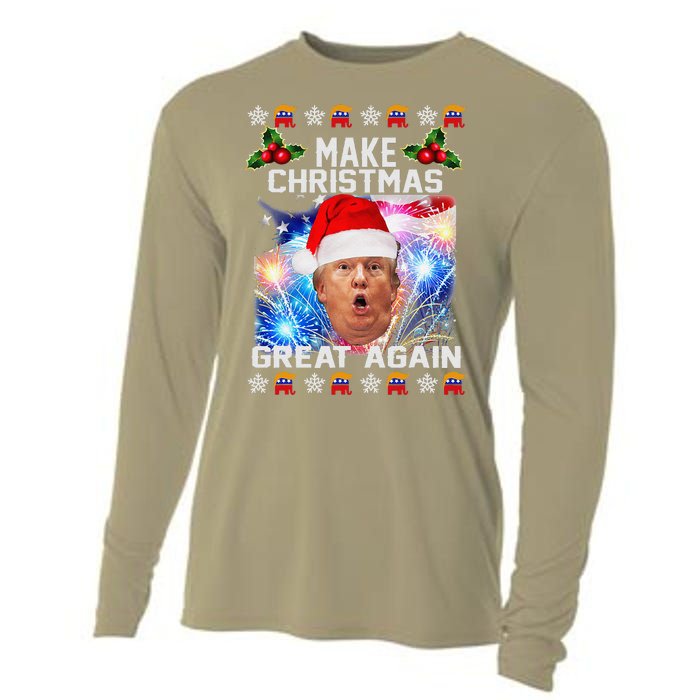 Santa Trump Make Christmas Great Again Cooling Performance Long Sleeve Crew