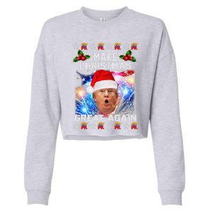 Santa Trump Make Christmas Great Again Cropped Pullover Crew