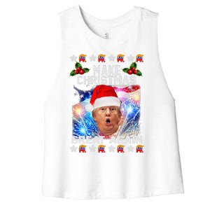 Santa Trump Make Christmas Great Again Women's Racerback Cropped Tank