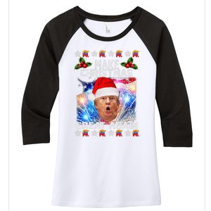 Santa Trump Make Christmas Great Again Women's Tri-Blend 3/4-Sleeve Raglan Shirt