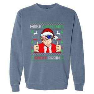 Santa Trump Make Christmas Great Again Ugly Sweater Garment-Dyed Sweatshirt