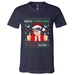 Santa Trump Make Christmas Great Again Ugly Sweater V-Neck T-Shirt