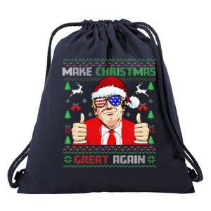 Santa Trump Make Christmas Great Again Ugly Sweater Drawstring Bag