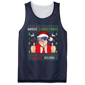 Santa Trump Make Christmas Great Again Ugly Sweater Mesh Reversible Basketball Jersey Tank