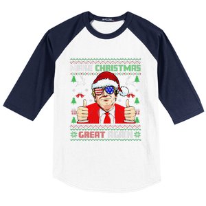 Santa Trump Make Christmas Great Again Ugly Sweater Baseball Sleeve Shirt