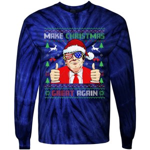 Santa Trump Make Christmas Great Again Ugly Sweater Tie-Dye Long Sleeve Shirt