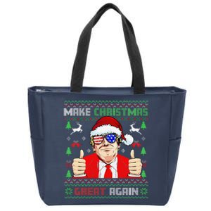 Santa Trump Make Christmas Great Again Ugly Sweater Zip Tote Bag