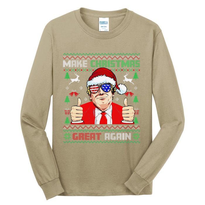 Santa Trump Make Christmas Great Again Ugly Sweater Tall Long Sleeve T-Shirt