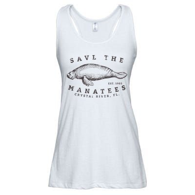 Save The Manatee Crystal River Fl Vinatage Sea Cow Ladies Essential Flowy Tank