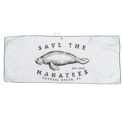 Save The Manatee Crystal River Fl Vinatage Sea Cow Large Microfiber Waffle Golf Towel