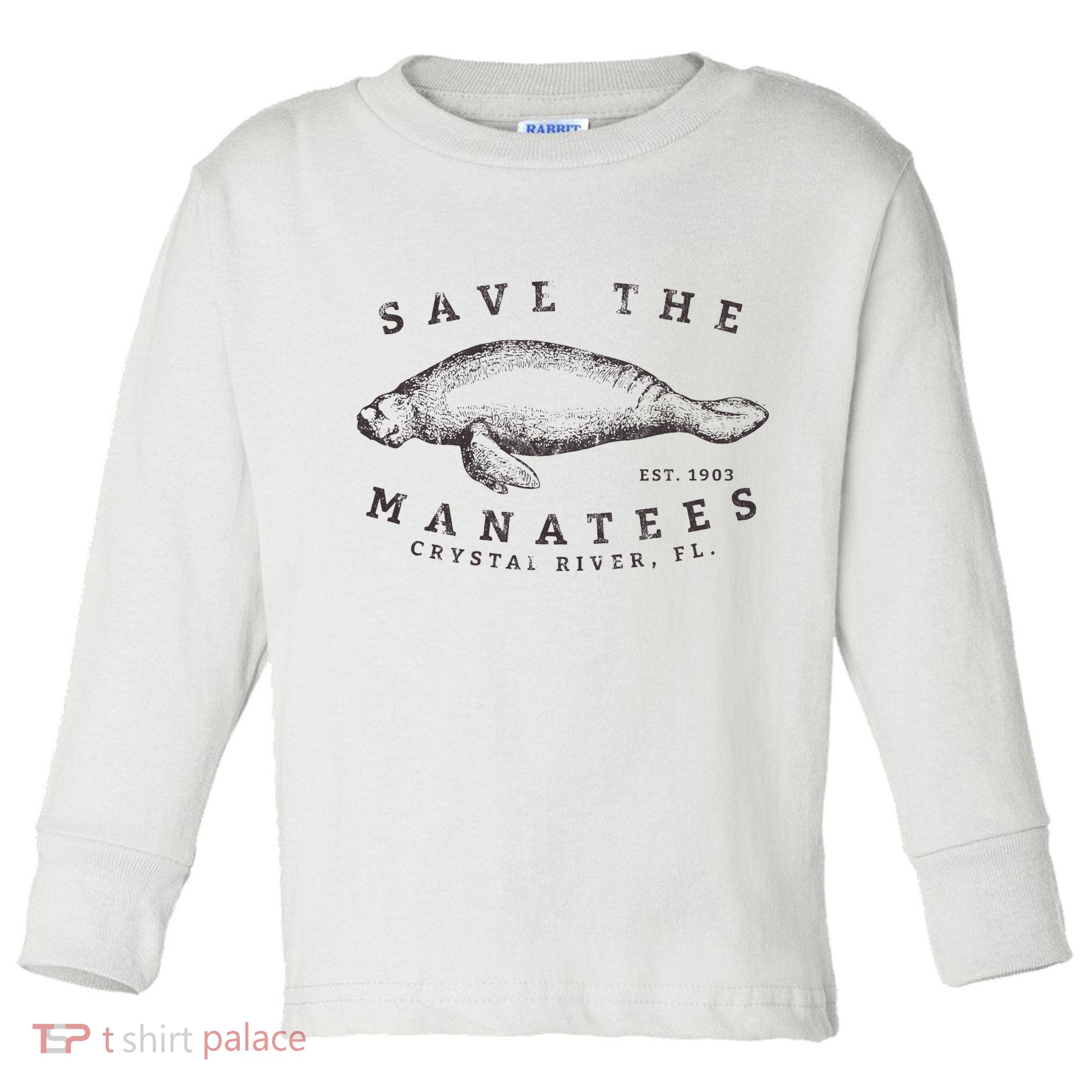 Save The Manatee Crystal River Fl Vinatage Sea Cow Toddler Long Sleeve Shirt