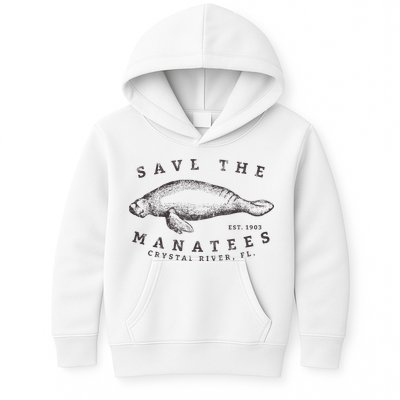 Save The Manatee Crystal River Fl Vinatage Sea Cow Kids Hoodie