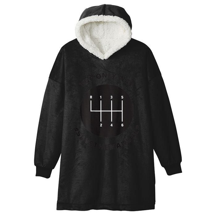 Save The Manuals Simple Graphic For Car Lovers Hooded Wearable Blanket