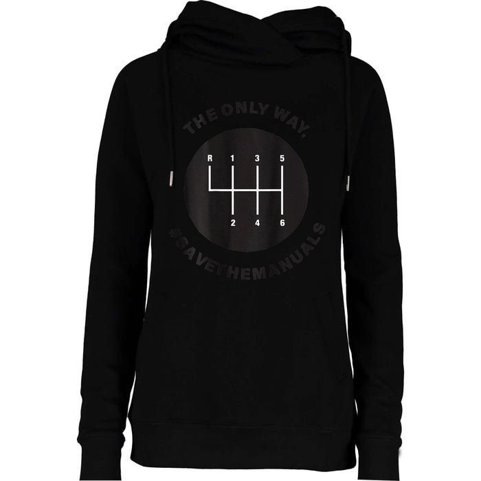 Save The Manuals Simple Graphic For Car Lovers Womens Funnel Neck Pullover Hood