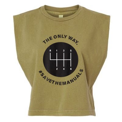 Save The Manuals Simple Graphic For Car Lovers Garment-Dyed Women's Muscle Tee