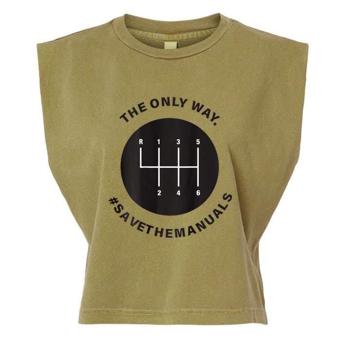Save The Manuals Simple Graphic For Car Lovers Garment-Dyed Women's Muscle Tee