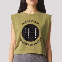 Save The Manuals Simple Graphic For Car Lovers Garment-Dyed Women's Muscle Tee