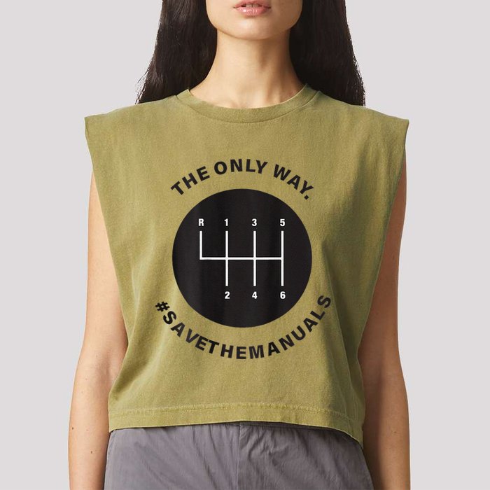 Save The Manuals Simple Graphic For Car Lovers Garment-Dyed Women's Muscle Tee