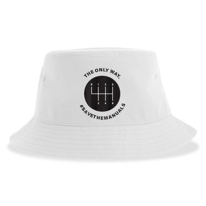 Save The Manuals Simple Graphic For Car Lovers Sustainable Bucket Hat