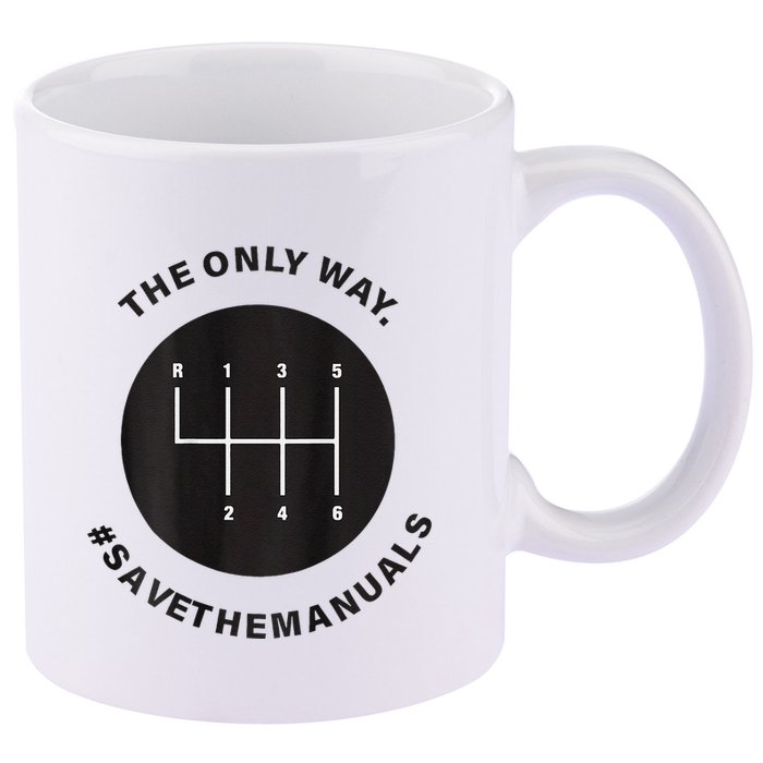 Save The Manuals Simple Graphic For Car Lovers 11oz C Handle Ceramic Mug