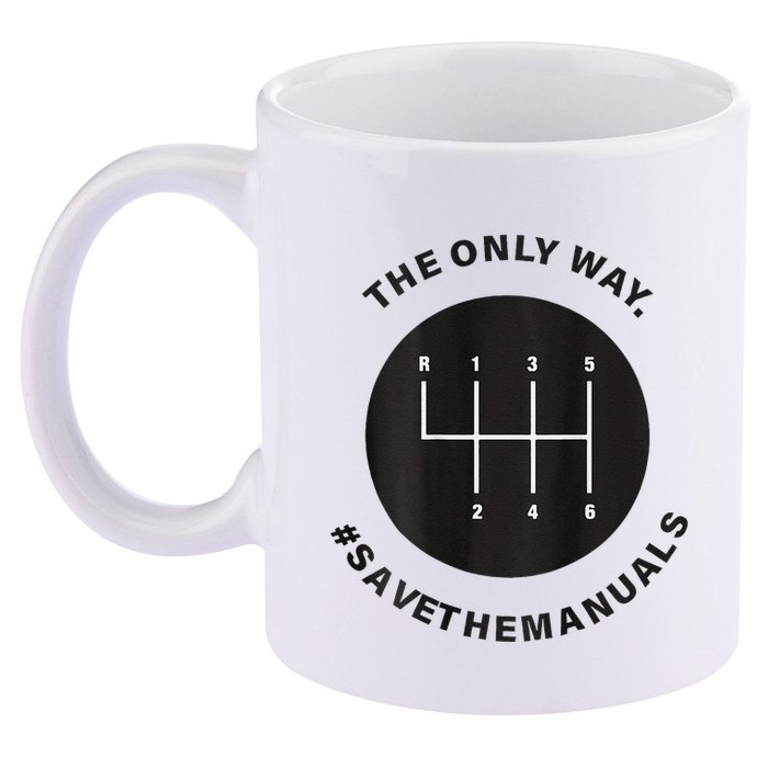 Save The Manuals Simple Graphic For Car Lovers 11oz C Handle Ceramic Mug