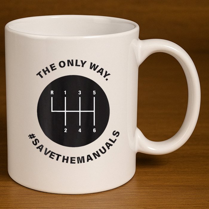Save The Manuals Simple Graphic For Car Lovers 11oz C Handle Ceramic Mug