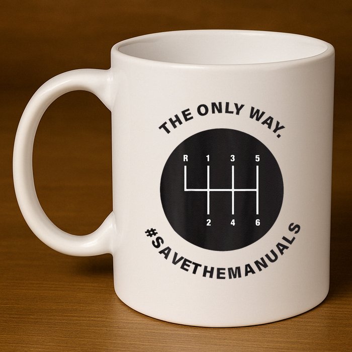 Save The Manuals Simple Graphic For Car Lovers 11oz C Handle Ceramic Mug