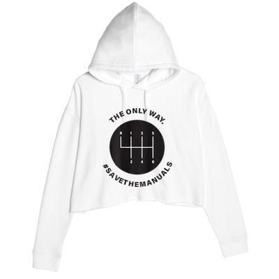 Save The Manuals Simple Graphic For Car Lovers Crop Fleece Hoodie