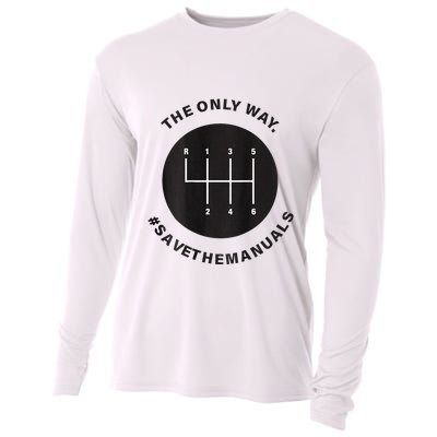 Save The Manuals Simple Graphic For Car Lovers Cooling Performance Long Sleeve Crew