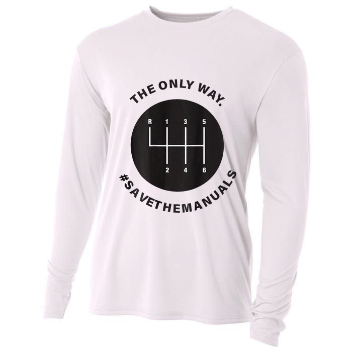 Save The Manuals Simple Graphic For Car Lovers Cooling Performance Long Sleeve Crew