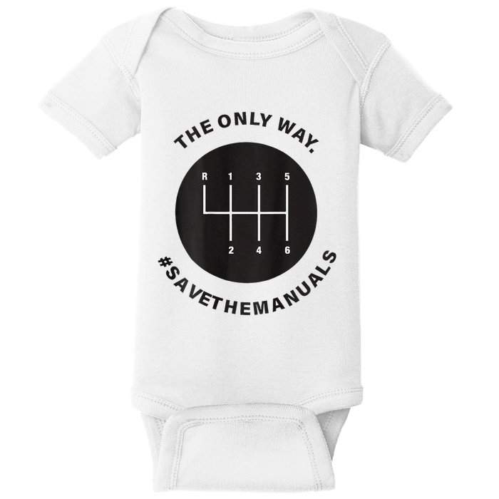 Save The Manuals Simple Graphic For Car Lovers Baby Bodysuit