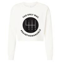 Save The Manuals Simple Graphic For Car Lovers Cropped Pullover Crew