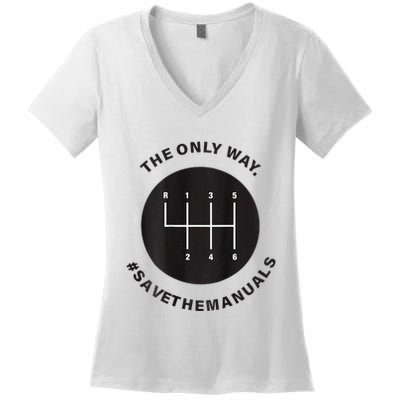 Save The Manuals Simple Graphic For Car Lovers Women's V-Neck T-Shirt