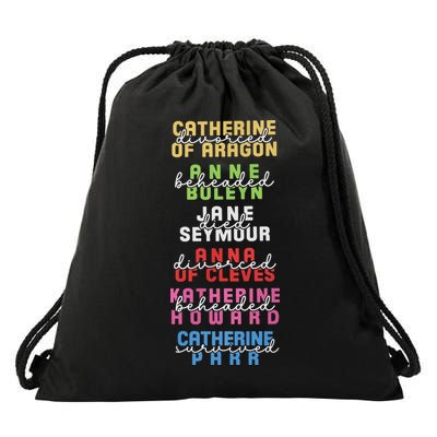 Six The Musical Divorced Beheaded Died Divorced Beheaded Survived Drawstring Bag