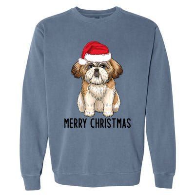 Shih Tzu Mom Merry Christmas Shih Tzu Christmas Garment-Dyed Sweatshirt