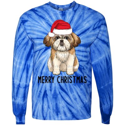 Shih Tzu Mom Merry Christmas Shih Tzu Christmas Tie-Dye Long Sleeve Shirt