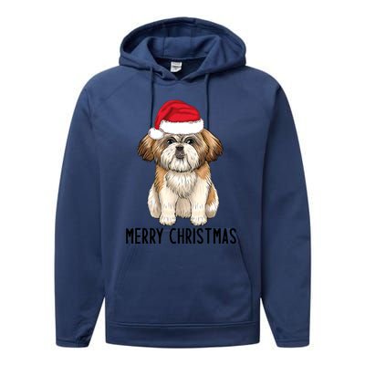 Shih Tzu Mom Merry Christmas Shih Tzu Christmas Performance Fleece Hoodie