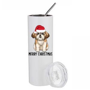 Shih Tzu Mom Merry Christmas Shih Tzu Christmas Stainless Steel Tumbler