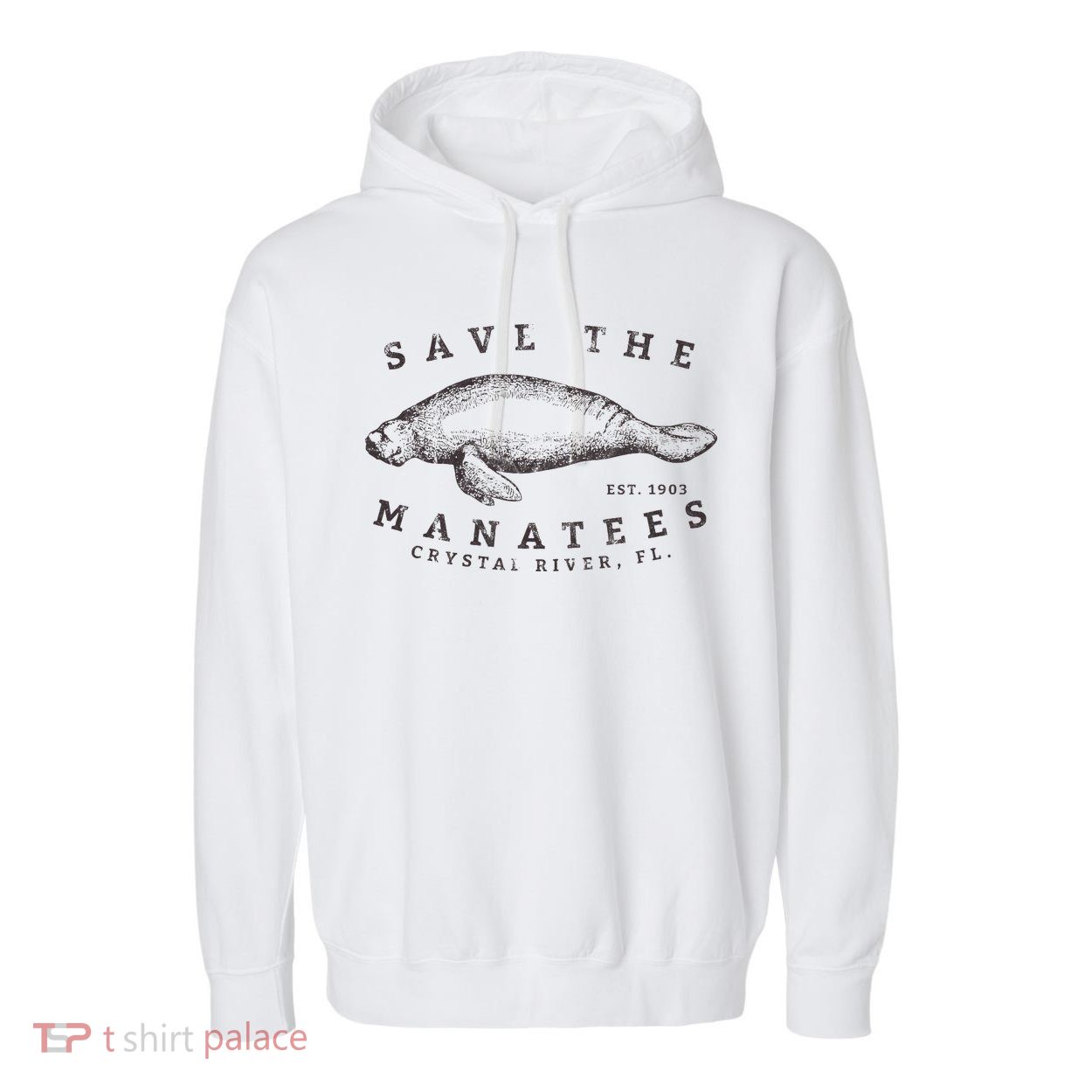 Save The Manatee Crystal River Fl Vinatage Sea Cow Gift Garment-Dyed Fleece Hoodie