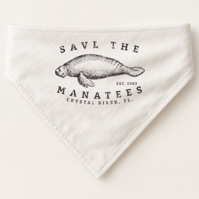 Save The Manatee Crystal River Fl Vinatage Sea Cow Gift USA-Made Doggie Bandana