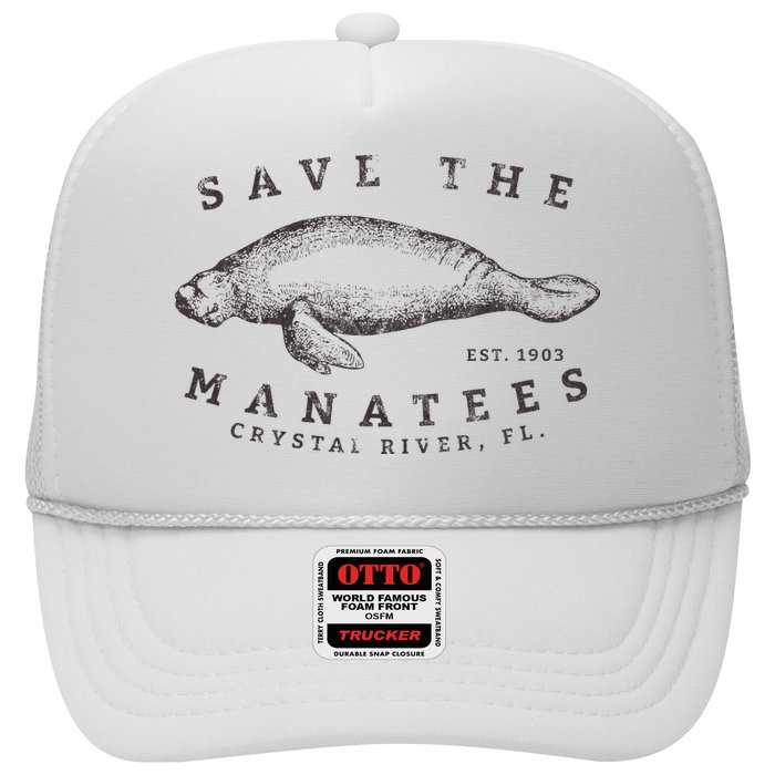 Save The Manatee Crystal River Fl Vinatage Sea Cow Gift Trucker Hat