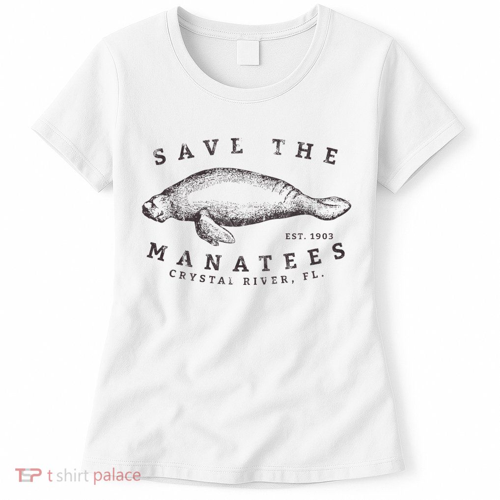Save The Manatee Crystal River Fl Vinatage Sea Cow Gift Womens T-Shirt