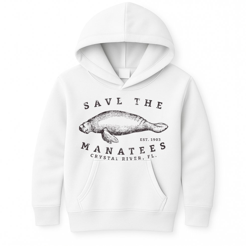 Save The Manatee Crystal River Fl Vinatage Sea Cow Gift Kids Hoodie