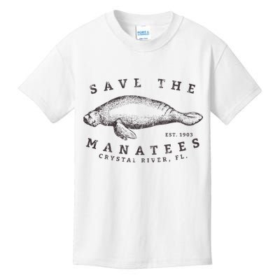 Save The Manatee Crystal River Fl Vinatage Sea Cow Gift Kids T-Shirt